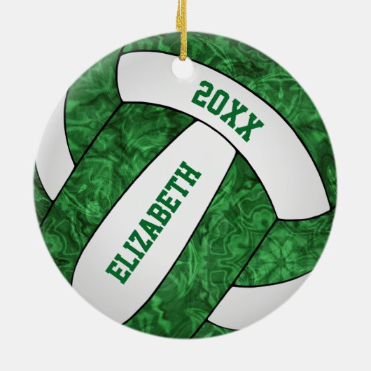 groen wit volleybal feestelijk keramisch ornament (Achterkant)