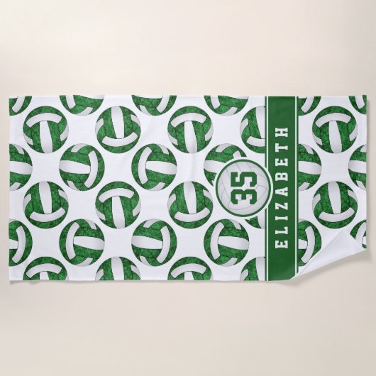 Groen Wit Volleybal Meisjes Team Sport Strandlaken (Voorkant)