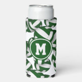Groen wit volleyballen patroon een speler monogram seltzer blikjeskoeler (Seltzer Voorkant)