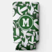 Groen wit volleyballen patroon een speler monogram seltzer blikjeskoeler (Achterkant)