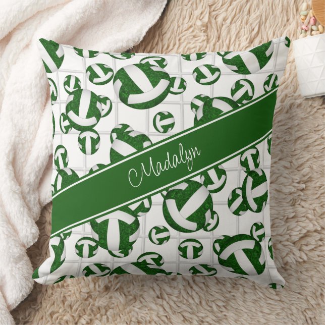 groen wit volleybalpatroon met netto accent kussen (Deken)