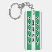 Groen & Wit, voor Voetbal coach, Speler Sleutelhanger (Voorkant Links)