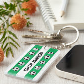 Groen & Wit, voor Voetbal coach, Speler Sleutelhanger (Voorkant Rechts)