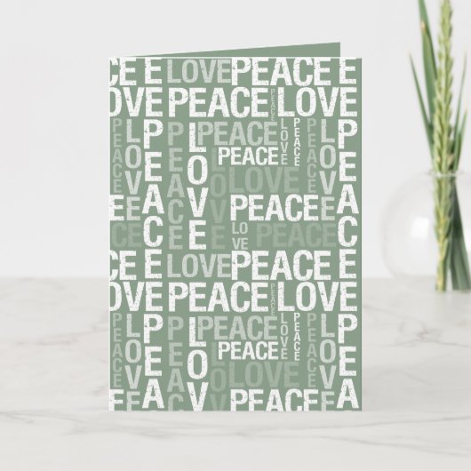 Groen Wit Vrede Liefde Kerstmis Kaart (Voorkant)