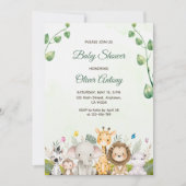 Groen & Wit Waterverf Baby shower Kaart (Voorkant)