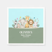 Groen & Wit Waterverf Baby shower Papier servet (Voorkant)