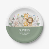 Groen & Wit Waterverf Baby shower Papieren Bordje (Voorkant)