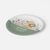 Groen & Wit Waterverf Baby shower Papieren Bordje (Gekanteld)