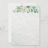 Groen & Wit Waterverf Bloemeng engagement  Kaart (Achterkant)