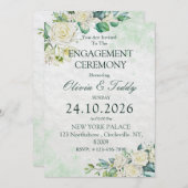 Groen & Wit Waterverf Bloemeng engagement  Kaart (Voorkant / Achterkant)