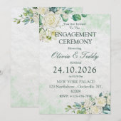 Groen & Wit Waterverf Bloemstuk Trouwkaart  Kaart (Voorkant / Achterkant)