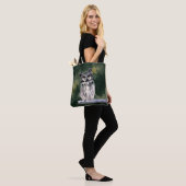 Groen Wit Waterverf Bos Sneeuwuil Tote Bag (Op model)