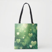 GROEN & WIT WATERVERF VALENTIJN HARTEN TOTE BAG (Voorkant)