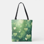 GROEN & WIT WATERVERF VALENTIJN HARTEN TOTE BAG (Achterkant)