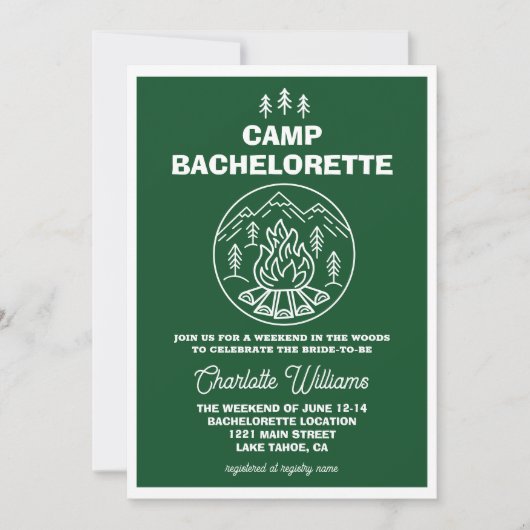 Groen Wit Weekend Camp Bachelorette Kaart (Voorkant)