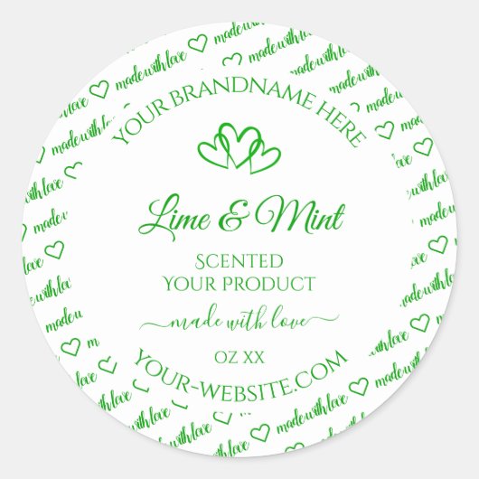Groen Wit Woord Cloud Lijst Product Labels Hearts (Voorkant)