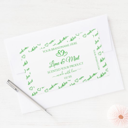 Groen Wit Woord Cloud Lijst Product Labels Hearts (Envelop)
