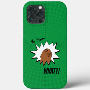 groen wit Yo Man Wat Wil Je Mug Shot Comics iPhone 13 Pro Max Hoesje