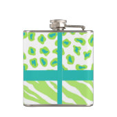 Groen wit Zebra Leopard Huidmonogram Initiaal Heupfles (Achterkant)