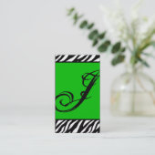 Groen Wit Zebra Print Pattern Visitekaartje (Staand voorkant)