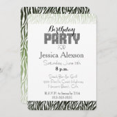 Groen Wit Zebra Print Verjaardag Kaart (Voorkant / Achterkant)