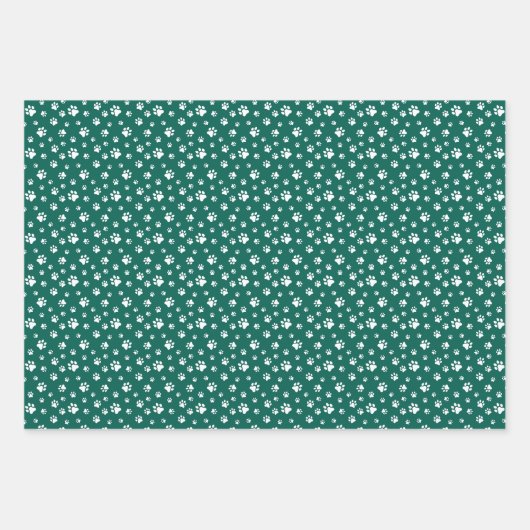 GROEN WIT ZWART HOND KAT PET PAW PRINTS INPAKPAPIER VEL (Voorkant)