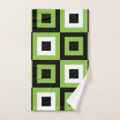 Groen Wit Zwart Vierkanten Geometrisch Patroon Bad Handdoek (Handdoek)