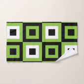 Groen Wit Zwart Vierkanten Geometrisch Patroon Bad Handdoek (Handdoek)