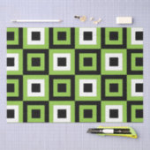 Groen Wit Zwart Vierkantjes Geometrisch Tissuepapier (Craft)