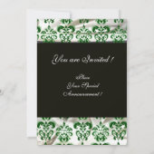 GROEN WIT ZWARTE ZIJDE DAMAST MONOGRAM KAART (Achterkant)