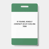 Groen Witte 3 Logo's Pers ID Badge (Achterkant)
