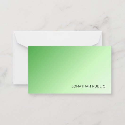 Groen Witte Aangepaste Moderne Monogram Elegant Notitiekaartje (Voorkant)