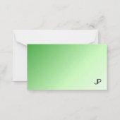 Groen Witte Aangepaste Moderne Monogram Elegant Notitiekaartje (Achterkant)