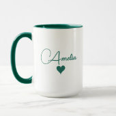 Groen Witte Aangepaste Naam Cursieve Typografie Ha Mok (Links)