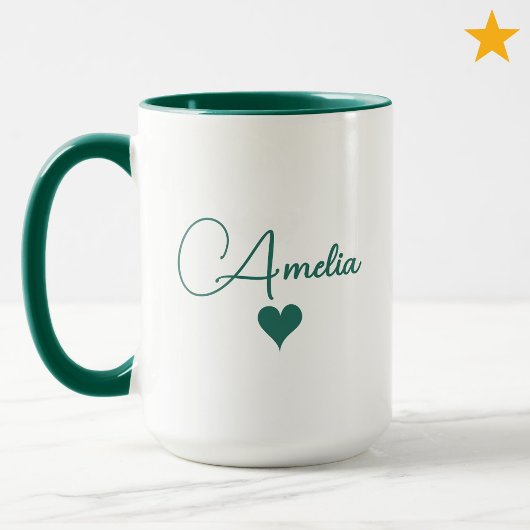 Groen Witte Aangepaste Naam Cursieve Typografie Ha Mok