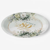 Groen Witte Blad 80ste Verjaardag Boho Stijl Bord (Gekanteld)