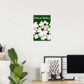 Groen & Witte Blad Lieveheersbeestje Glimlacht is  Poster (Thuiskantoor)