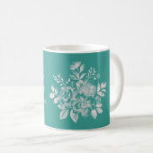 Groen Witte Bloem Koffiemok (Voorkant rechts)