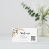 Groen Witte Bloemen QR code Informatiekaartje (Staand voorkant)