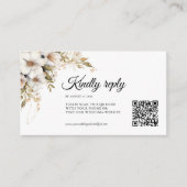 Groen Witte Bloemen QR code Informatiekaartje (Voorkant)