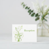 Groen, Witte Bloemen Receptie Kaart (Staand voorkant)