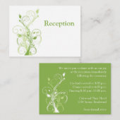 Groen, Witte Bloemen Receptie Kaart (Voorkant / Achterkant)