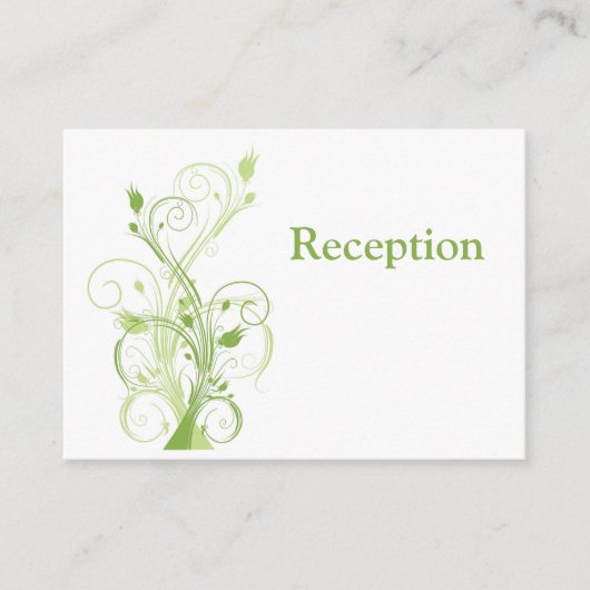 Groen, Witte Bloemen Receptie Kaart (Voorkant)