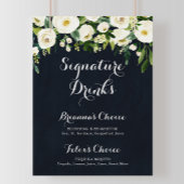 Groen Witte Bloemige Blauwe Signature Dranken Bord Poster