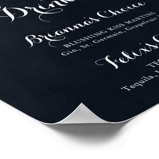 Groen Witte Bloemige Blauwe Signature Dranken Bord Poster (Hoek)