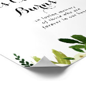 Groen Witte Bloemige Deze Kaars Brandt Bord Poster (Hoek)