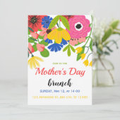 Groen Witte Bloemige Moederdag Uitnodiging (Staand voorkant)