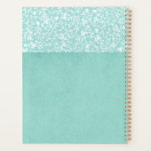 Groen Witte Bloemige Pastel Modieus Monogram Planner (Achterkant)