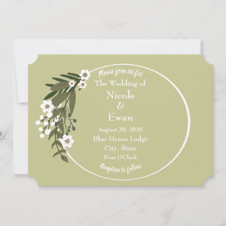 Groen & Witte Bloemige Rustieke Landelijke of Boho Kaart