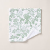 Groen Witte Bloemrozen Franse Chinoiserie Bad Handdoek (Wasdoekje)